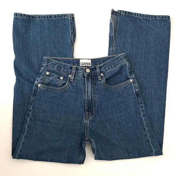 GANNI X Levi’s Cropped Jeans Side Slit High Rise Relaxed Fit Size 26 - Picture 2 of 7